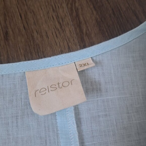 💙 Reistor 100% Hemp Wrap Style Short Sleeve Top Size 2X Preppy Lightweight Natu - Picture 6 of 11